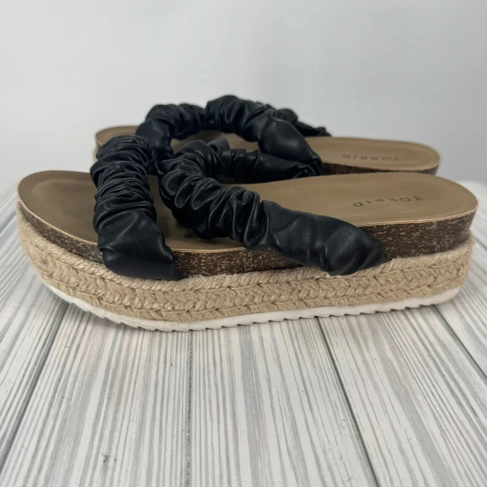 Torrid Women's Black Double Band‎ Espadrille Platform Slide Sandals Size 8WW